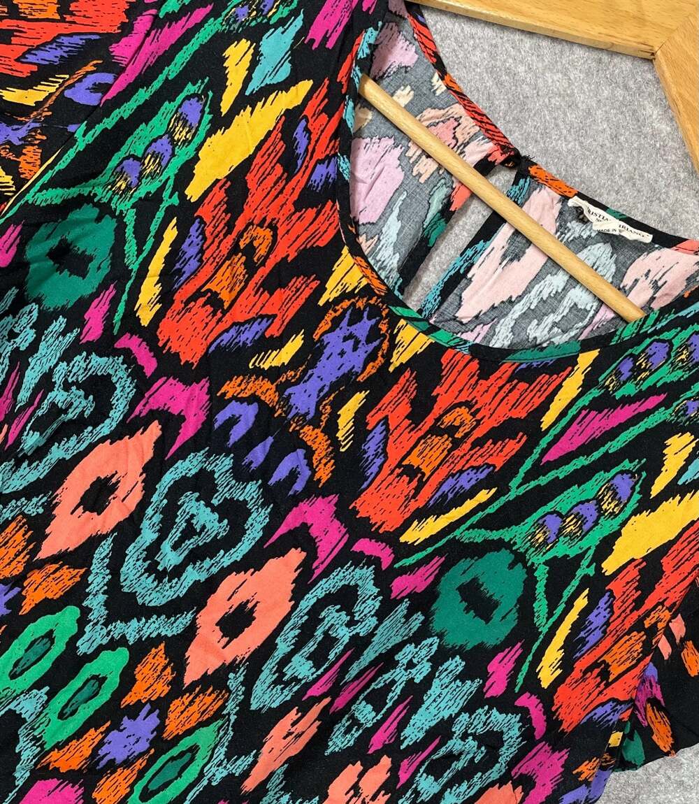 Christian Siriano New York MulticolorAbstract Print Short‎ Sleeve Blouse Size 1X
